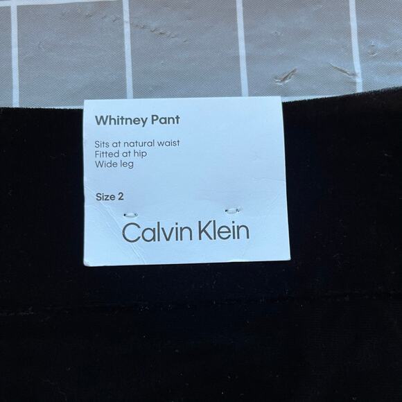 Calvin Klein Whitney Velour Velvet Black Wide Leg High Rise Trouser Pants 2 NWT - Picture 5 of 15